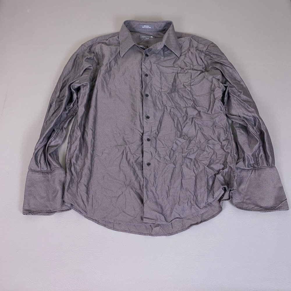 Nordstrom‎ Mens Tailored Fit Dress Shirt 17-33 Purple White Micro Stripe Cotton
